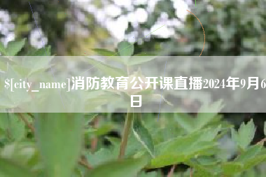 辽宁消防教育公开课直播2024年9月6日